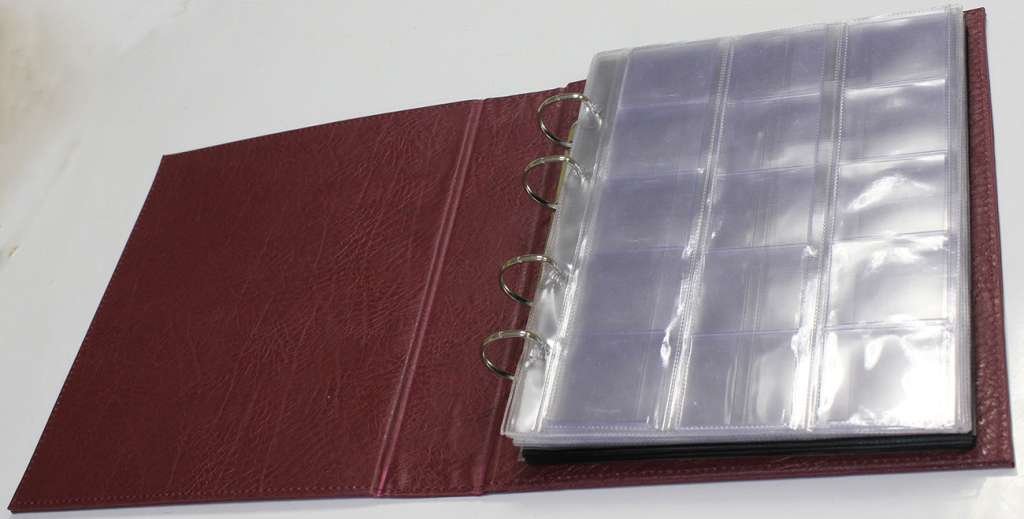 Альбом-книга для хранения монет, бардовый цвет