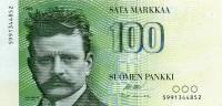 (1986) Банкнота Финляндия 1986 год 100 марок "Ян Сибелиус" Ollila - Koivikko  UNC