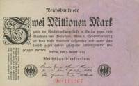 (1923) Банкнота Германия 1923 год 2 000 000 марок  5-й выпуск  UNC