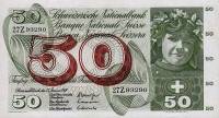 (№1969P-48i.1) Банкнота Швейцария 1969 год "50 Franken/Francs/Franchi" (Подписи: Brenno Galli  Stopp