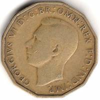 (1937) Монета Великобритания 1937 год 3 пенса "Георг VI"  Латунь  VF
