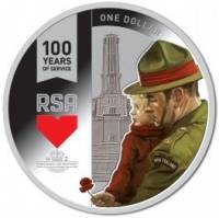 (№2016) Монета Новая Зеландия 2016 год 1 Dollar (ОГА 100 лет службы)