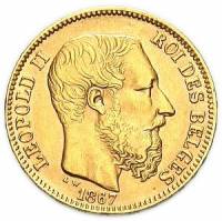 (№1867km32) Монета Бельгия 1867 год 20 Francs