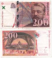 Bruneel Bonnardin Barroux Банкнота Франция 1999 год 200 франков Гюстав Эйфель   VF