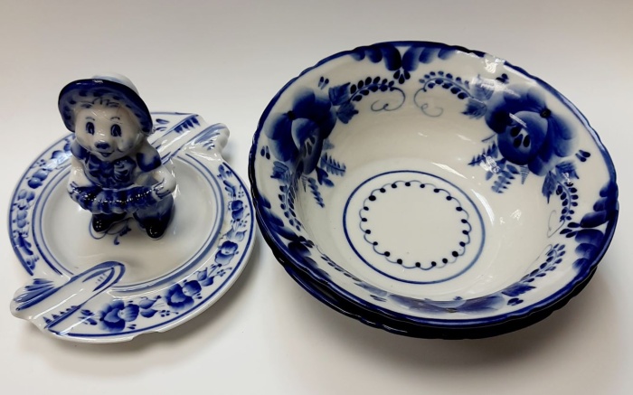 Набор изделий "Гжель" с дефектами, 4 предмета