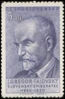 (1950-033) Марка Чехословакия "Й. Тайовский (Синяя)"    10 год со дня смерти Й. Тайовского III O