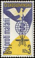 (1962-035) Марка Чехословакия "Голубь и эмблема"    Борьба с малярией III Θ