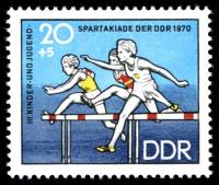(1970-068) Марка Германия (ГДР) "Бег с барьерами"    Спартакиада, Берлин III Θ