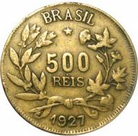 (№1924km524) Монета Бразилия 1924 год 500 Reacute;is