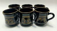 Набор кружек 6 шт керамика черного цвета с позолотой (сост. на фото)