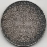1843 Монета Германия (Вюртемберг) 1843 год 3 1/2 гульдена 2 талера Вильгельм I  Серебро Ag 900  XF