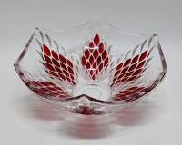 Ваза конфетница СССР высота 10см, диаметр 24см.  Цветное стекло СССР сост. на фото