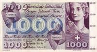 (№1973P-52l.2) Банкнота Швейцария 1973 год "1,000 Franken/Francs/Franchi" (Подписи: Brenno Galli  Al