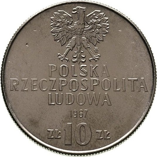 1967 Монета Польша 1967 год 10 злотых Кароль Сверчевский  Проба Никель  UNC