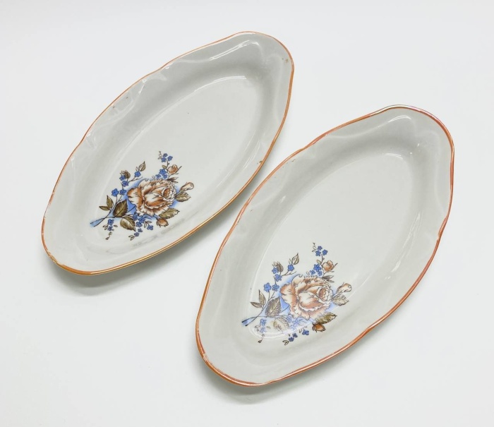 Блюдо овальное селёдочница цветы, Добруш, 2 шт