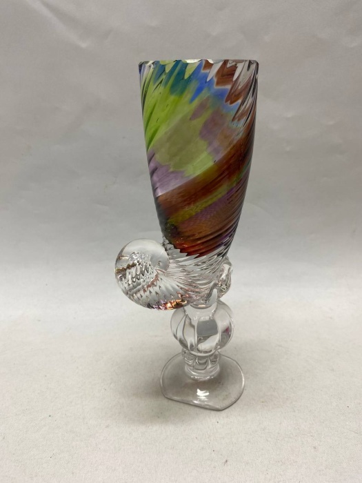 Бокал ваза цветное стекло гутная техника