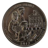 (039d) Монета США 2017 год 25 центов "Остров Эллис"  Медь-Никель  UNC