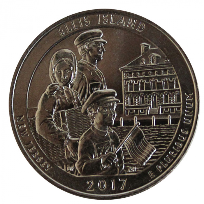 (039d) Монета США 2017 год 25 центов &quot;Остров Эллис&quot;  Медь-Никель  UNC