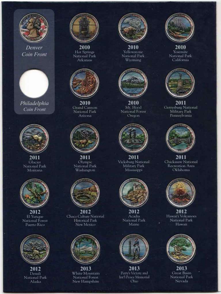Набор монет США (24 монеты) 25 центов Национальные парки США, 2010-2014 гг, Смесь дворов, Вариант 2