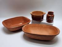 Латки керамические для готовки 3 штуки и вазочка