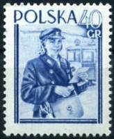(1954-004) Марка Польша "Почтальон"   Международный Женский День II Θ