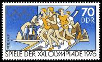 (1976-026) Марка Германия (ГДР) "Бег"    Летние ОИ 1976, Монреаль III Θ