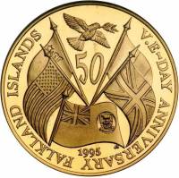 (№1995km45b) Монета Фолклендские Острова 1995 год 50 Pence (В. е. день - 50-летия)