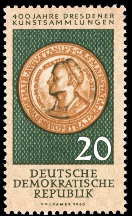 (1960-046) Марка Германия (ГДР) "Медаль "    Дрезден коллекция II &Theta;