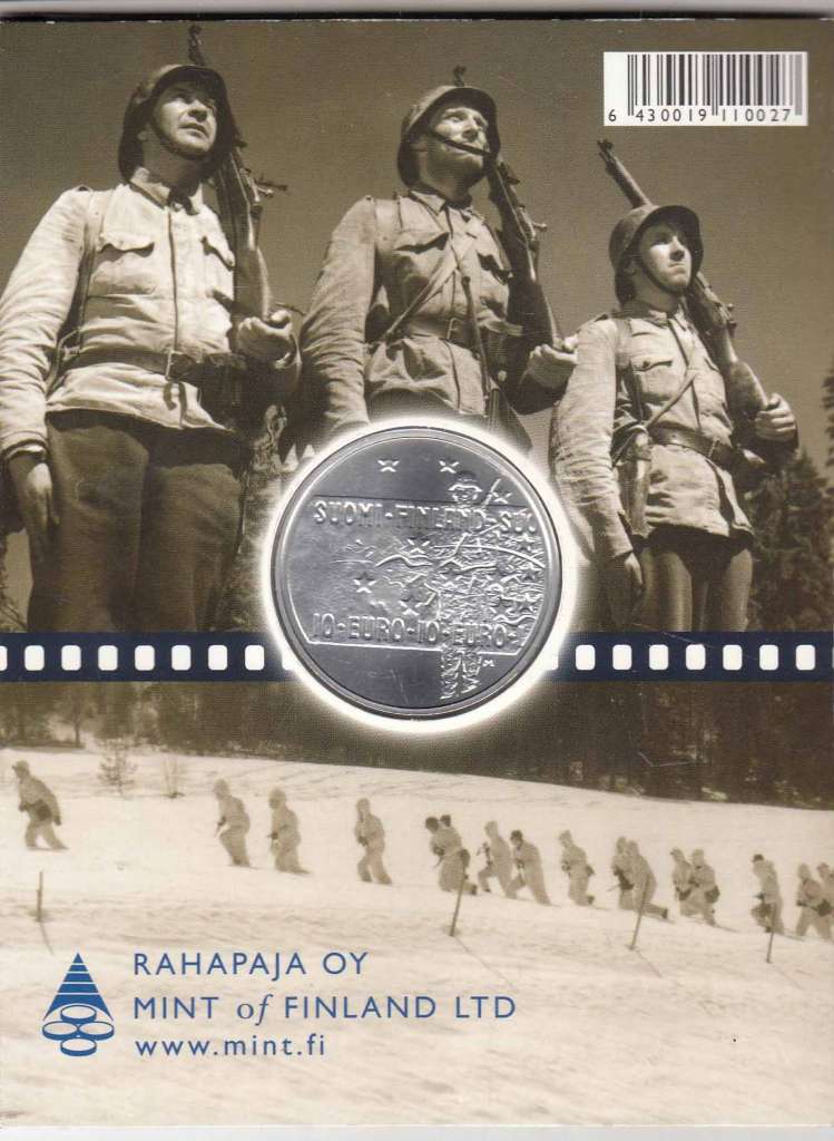 (2005) Монета Финляндия 2005 год 10 евро &quot;Неизвестный солдат&quot;   Буклет