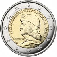 (003) Монета Монако 2012 год 2 евро "500 лет независимости"  Биметалл  UNC
