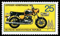 (1975-070) Марка Германия (ГДР) "Мотоцикл МЗ ТС 250"    Ярмарка, Лейпциг II Θ