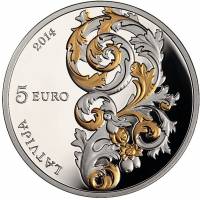 (№2014km164) Монета Латвия 2014 год 5 Euro (Барокко Курляндии)