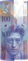 (,) Банкнота Швейцария 1999 год 100 франков "Альберто Джакометти"   UNC