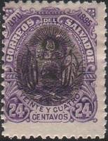 (№1895-98) Марка Сальвадор 1895 год "Генерал Антонио Ezetaoverprinted", Гашеная