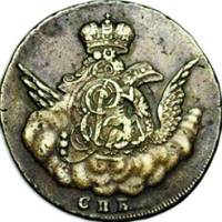 (1757, гурт надпись ЕМ) Монета Россия-Финдяндия 1757 год 1 копейка   Медь  XF