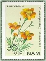 (1978-059a) Сцепка (2 м) Вьетнам "Ван тхо"  Без перфорации  Хризантемы III Θ