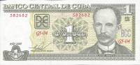 Банкнота Куба 2009 год 1 песо Хосе Марти   UNC