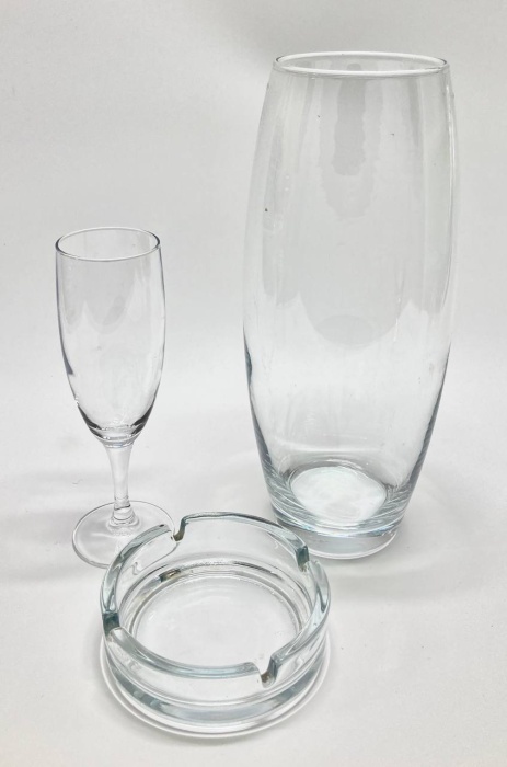 Ваза стекло + бокал + пепельница