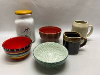 Кружка 2 шт, 3 салатника и банка для хранения сыпучих продуктов, керамика
