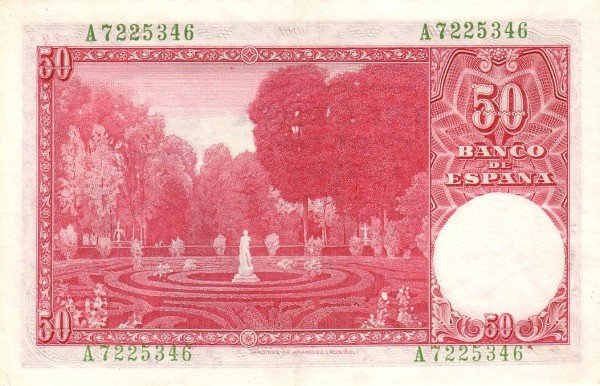  Банкнота Испания 1951 год 50     UNC