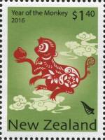 (№2016-3307) Марка из набора Новая Зеландия 2016 год "Кусок Бумаги Обезьяна", Гашеная
