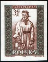 (1960-016a) Марка Польша "Люблин (Женский)" Без перфорации   Национальная одежда III Θ