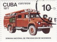 (1977-039) Марка Куба "Пожарная машина"    Неделя противопожарной безопасности III Θ