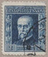 (1925-010a) Марка Чехословакия "Вод. знак (P5-P8)"    Президент Массарик (Стандартный выпуск) III O