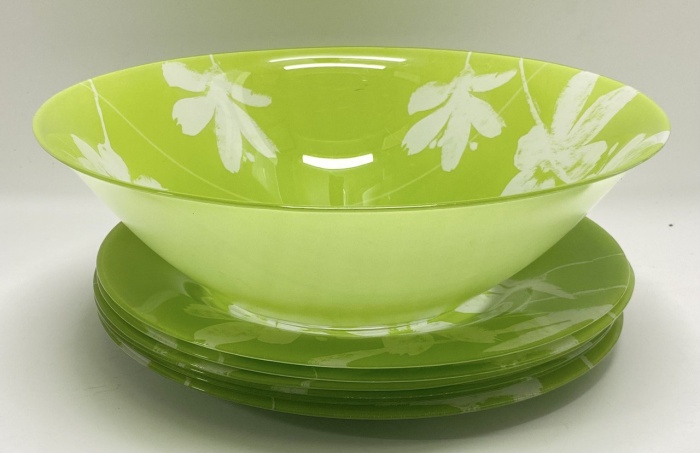 Салатник + 6 тарелок стекло 