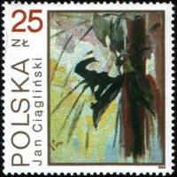 (1989-047) Марка Польша "Ян Чаглинский"    Цветы: картины в Национальном музее III O