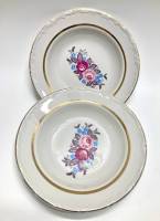 Тарелки суповые рельефные, Красный фарфорист, 2 шт