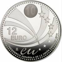 (2010) Монета Испания 2010 год 12 евро "Председательство в Евросоюзе"  Серебро Ag 925  UNC