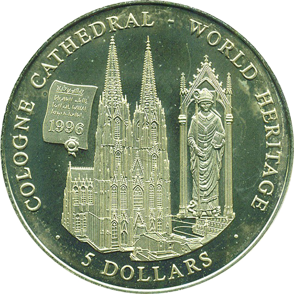(2000) Монета Либерия 2000 год 5 долларов &quot;Кёльнский собор&quot;   AU