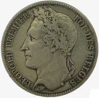 () Монета Бельгия 1832 год 5  ""   Биметалл (Серебро - Ниобиум)  UNC